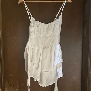 Chic White Layered Mini Dress/Romper